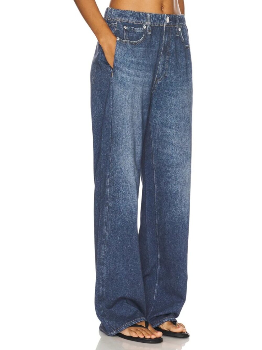 NWT rag & bone Miramar Terry Wide Leg in Petra Printed Faux Jean Pants M